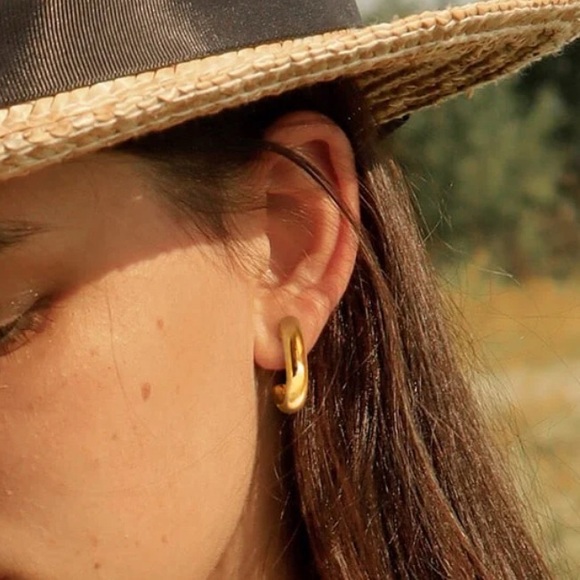 Clip-on Gold Hoop Earrings - Picture 3 of 5